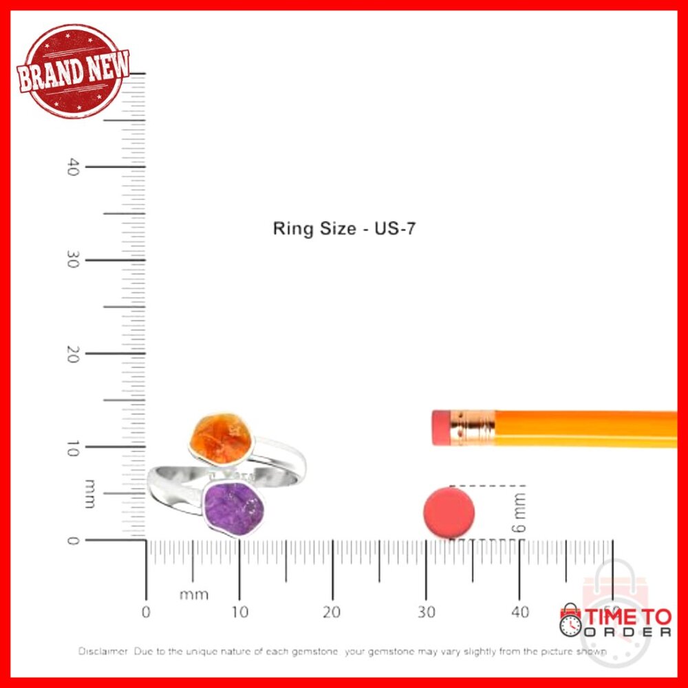 Sterling Silver Adjustable Stackable Ring With Am… - image 4